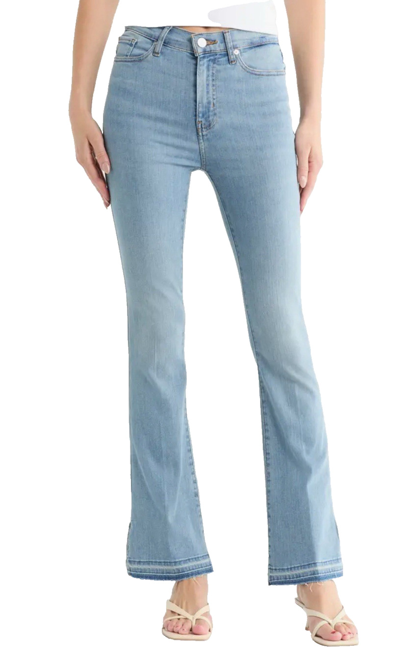 FRAME Le Easy Flare Jeans 32 Blue Wash Released Hem NWT